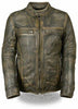 MEN'S MOTORCYCLE DISTRESSED BROWN SPORTY SCOOTER JACKET W/2 GUN POCKETS NAKED