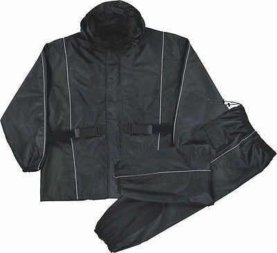 MOTORCYCLE RAIN GEAR MEN'S RAIN SUIT WATERPROOF LIGHTWEIGHT BLACK COLOR
