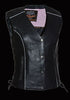WOMEN'S MOTORCYCLE RIDING PINK LEATHER VEST W/ STUD & WINGS DETAILING SIDE LACE