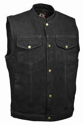 MEN'S SON OF ANARCHY BLACK DENIM MOTORCYCLE VEST 1 GUN POCKET INSIDE