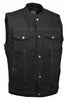 MEN'S SON OF ANARCHY BLACK DENIM MOTORCYCLE VEST 1 GUN POCKET INSIDE