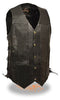 Men's Motorcycle blk 10 Pocket Tall Leather vest with 2 gun pockets inside