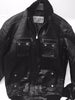 MEN'S BLK BOMER LEATHER JACKET WITH REMOVABLE HOOD VERY SOFT LEATHER W/ELASTICS