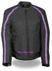 WOMEN'S MOTORCYCLE RIDING PURPLE TEXTILE JACKET W/ STUD & WINGS DETAILING