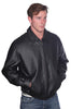 MEN'S BLK CLASSIC BOMER LEATHER JACKET WITH ELASTICS OPEN BOTTOM VERY SOFT