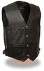 MEN'S MOTORCYCLE DEEP POCKET LEATHER VEST WITH SIDEBUCKLE SOFT DURABLE LEATHER