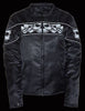 WOMEN'S REFLECTIVE SKULL MOTORCYCLE TEXTILE CROSSOVER SCOOTER JACKET NEW BLACK