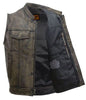 Men's Motorcycle Son of anarcy distressed leather vest with 2 Gun pockets