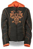 WOMEN'S MOTORCYCLE RIDING BLK/ORANGE TEXTILE JACKET W/REFLECTIVE TRIBAL DETAIL