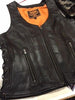 WOMEN'S MOTORCYCLRIDERS BUTTERSOFT BLK LEATHER VEST W/SIDE LACES W/2 GUN POCKETS
