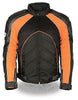 MEN'S MOTORCYCLE ORANGE COMBO LEATHER/TEXTILE MESH RACER JACKET W/ARMOUR INSIDE
