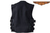 MEN'S BIKER UPDATED BLACK SWAT TEAM STYLE CANVAS MOTORCYCLE VEST W/2GUN POCKETS