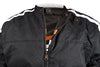 MEN'S MOTORCYCLE SCOOTER REAL LEATHER JACKET WITH ORANGE STRIP REVERSIBLE