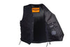 MEN'S MOTORBIKE SIDE LACE BLK PLAIN DENIM VEST & 2 GUN POCKETS W/NOZZLE STRAP