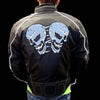 MEN'S MOTORCYCLE SKULL TEXTILE MESH JACKET WITH ARMORS/PADS INSIDE ZIPOUTLINER