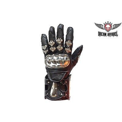 MOTORCYCLE MEN'S GENUINE LEATHER WATERPROOF METAL HARD KNUCKLE GUANTLET GLOVES