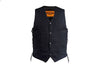 MEN'S MOTORBIKE SIDE LACE BLK PLAIN DENIM VEST & 2 GUN POCKETS W/NOZZLE STRAP