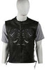 MEN'S SIDE LACE SKULL LEATHER VEST WITH REFLECTIVE FEATURE COW NAKED NEW