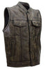 Men's Motorcycle Son of anarcy distressed leather vest with 2 Gun pockets