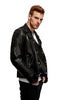 MEN'S CLASSIC OLD SCHOOL FASHION M/C SOFT REAL LEATHER JACKET W/4 SIDE BUCKLES