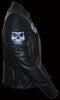 WOMEN'S REFLECTIVE SKULL MOTORCYCLE LEATHER CROSSOVER SCOOTER JACKET NEW BLACK