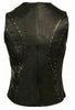 WOMEN'S MOTORCYCLE SEXY RIDING BLACK LEATHER VEST W/ STUDS AND CENTER ZIPPER
