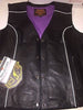 Women's purple leather vest with Studs wings back detailing w/gun pockets