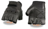 MOTORCYCLE MEN'S FINGERLESS GLOVES VERY SOFT REAL LEATHER WITH GEL PALM