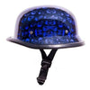 MOTORCYCLE RIDERS GERMAN BLUE SKUL GRAVEYARD HALF HELMET NOT DOT W/QUICKRELEASE