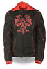 WOMEN'S MOTORCYCLE RIDING BLK/RED TEXTILE JACKET W/REFLECTIVE TRIBAL DETAIL