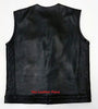 MEN'S SON OF ANARCHY COLLARLESS LEATHER MOTORCYCLE VEST 2 GUN POCKETS INSIDE