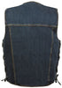 MEN'S BLUE DENIM MOTORCYCLE VEST WITH SIDE LACES 2CHEST POCKETS W/GUN POCKET NEW