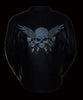 MEN'S MOTORCYCLE REFLECTIVE SKULL LEATHER JACKET WITH WINGS
