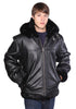 MEN'S BOMER FUR LINNING REALLEATHER JACKET WITH REMOVABLE HOOD VERY SOFT LEATHER