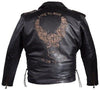 MEN'S MOTORCYCLEBRN COWHIDE CLASSIC M/C JACKET LACE POLICE LIVE TO RIDE EMBOSSED