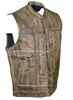 Men's Riding son of anarcy distressed brn leather vest single panel back