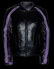 WOMEN'S MOTORCYCLE RIDING PURPLE LEATHER JACKET W/WINGS AT BACK & 2 GUNPOCKETS