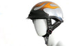 MOTORCYCLE BRAND NEW DOT APPROVED HALF HELMET WITH CHROME FLAME GRAPHIC NEW