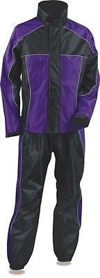 MOTORCYCLE MOTORBIKE RAIN GEAR WOMENS RAIN SUIT WATERPROF LIGHTWEIGHT BLK PURPLE