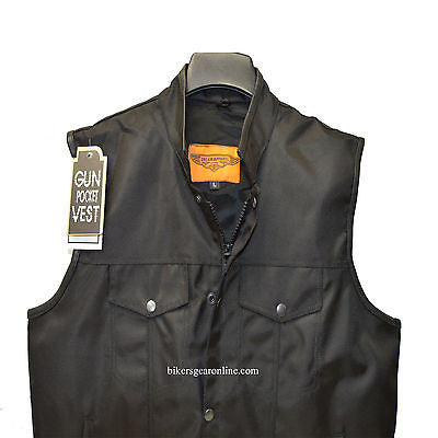 MEN'S SON OF ANARCHY BLACK CANVAS MOTORCYCLE VEST 2 GUN POCKETS W/NOZZLESTRAP