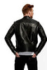 MEN'S CLASSIC OLD SCHOOL FASHION M/C SOFT REAL LEATHER JACKET W/4 SIDE BUCKLES