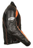 MEN'S MOTORCYCLE ORANGE COMBO LEATHER/TEXTILE MESH RACER JACKET W/ARMOUR INSIDE