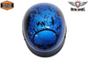 MOTORCYCLE BRAND NEW DOT APPROVED HALF HELMET WITH BONEYARD BLUE GRAPHIC NEW