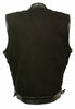 MEN'S SON OF ANARCHY BLK DENIM MOTORCYCLE VEST WITH LEATHER TRIM AND LACE SIDE