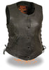 MOTORCYCLE CLASSIC LADIES SIDE LACE VEST W/2 GUN POCKETS INSIDE AND SINGLE PANEL