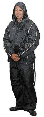MOTORCYCLE MOTORBIKE RAIN GEAR UNISEX RAIN SUIT WATERPROOF LIGHTWEIGHT BLACK