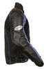 MEN'S MOTORCYCLE BLUE COMBO LEATHER/TEXTILE MESH RACER JACKET W/ARMOUR INSIDE