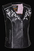 WOMEN'S MOTORCYCLE RIDING PINK LEATHER VEST W/REFLECTIVE TRIBAL DESIGN & PIPING