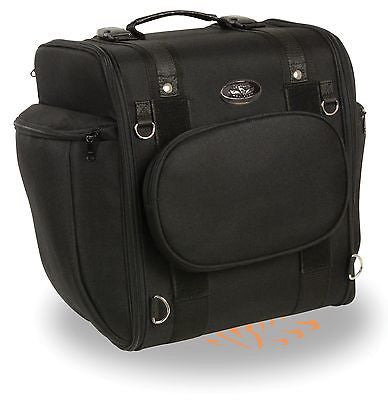 MOTORCYCLE RIDERS MEDIUM NYLON BACK REST SISSY TRAVEL BAR RACK BAG 14 16 11
