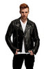 MEN'S CLASSIC OLD SCHOOL FASHION M/C SOFT REAL LEATHER JACKET W/4 SIDE BUCKLES